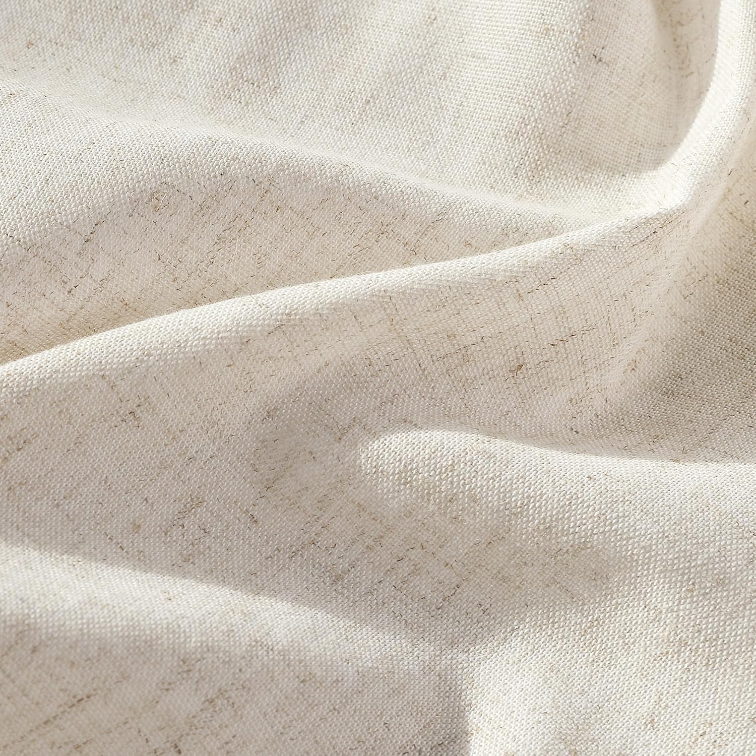 Extra Long Linen Curtains 108 Inch for Living Room Cream Pinch Pleated 9 FT Drapes Semi Sheer Ceiling to Floor Curtain for Bedroom Back Tab Flax Neutral Boho Decor Window, Natural Beige Ivory 2 Panels