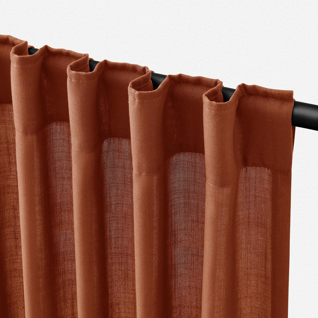 Flax Linen Beige Curtains 96 inches Long 2 Panel for Living Room Back Tab Pocket Drapes Semi Sheer Privacy Khaki Window Curtain Country Rustic Farmhouse Cloth Curtain for Dinning Room Tan